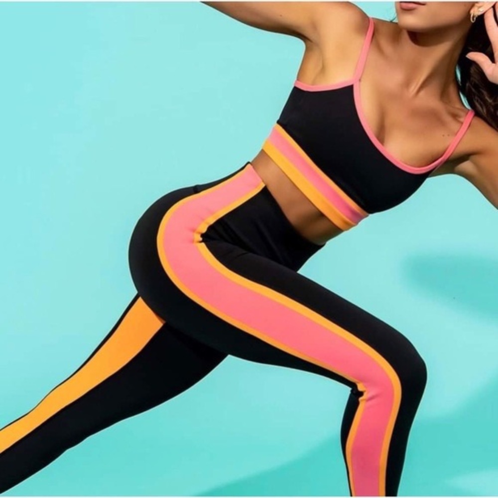 IVL PINK ORANGE STRIPE LEGGINGS